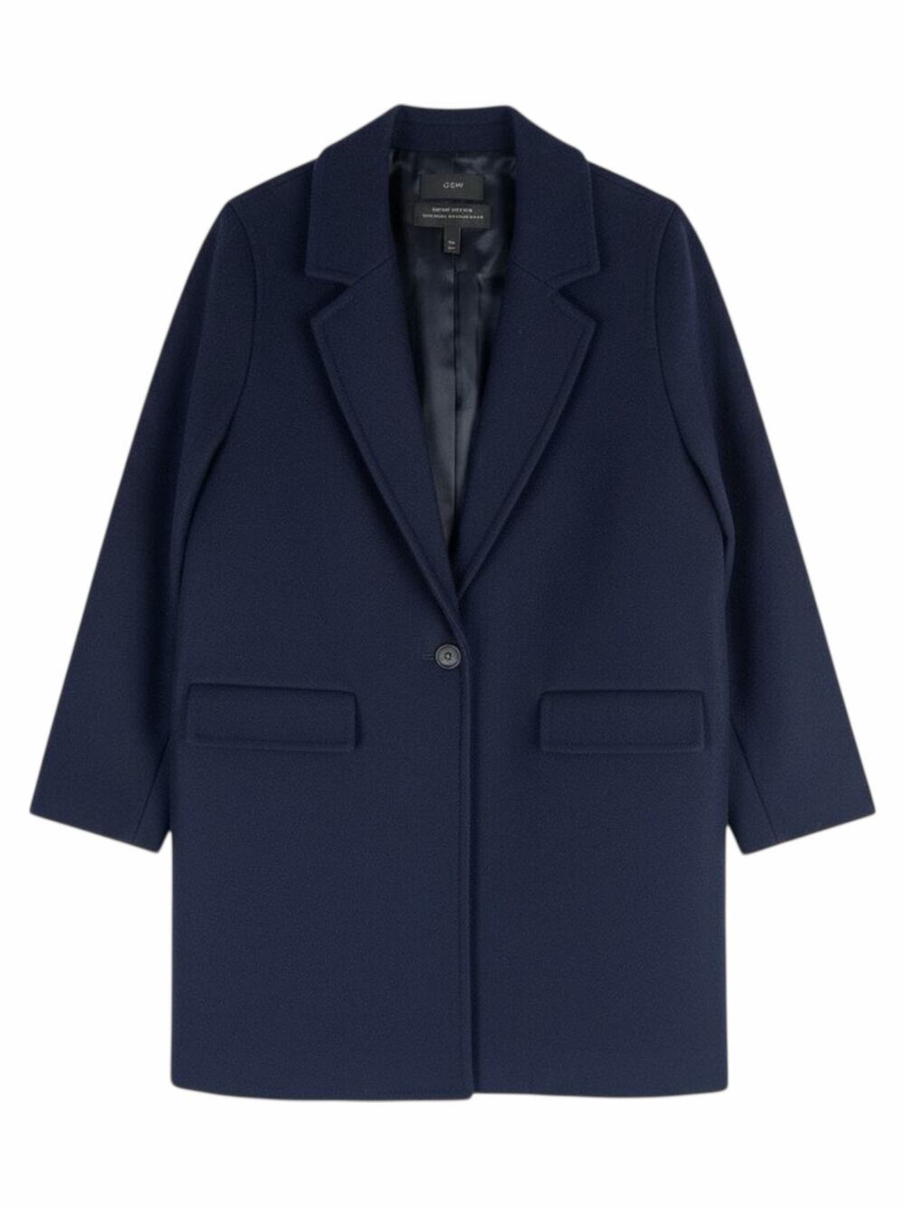 J. Crew Wool Blend Melton Boyfriend Coat One Button Navy Blue Size 12